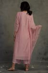 Shop_Charkhee_Pink Chanderi Round Kurta Set _at_Aza_Fashions