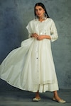 Buy_Charkhee_White Chanderi Round Kurta Set_at_Aza_Fashions