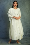 Shop_Charkhee_White Chanderi Round Kurta Set_Online_at_Aza_Fashions