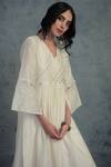 Buy_Charkhee_White Cotton, Chanderi V Neck Pleated Kurta Set _Online_at_Aza_Fashions