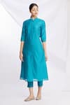 Buy_Naintara Bajaj_Blue Silk Kurta And Pant Set _at_Aza_Fashions