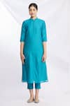 Naintara Bajaj_Blue Silk Kurta And Pant Set _Online_at_Aza_Fashions