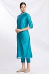 Buy_Naintara Bajaj_Blue Silk Kurta And Pant Set _Online_at_Aza_Fashions