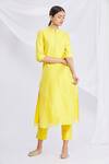 Buy_Naintara Bajaj_Yellow Silk Kurta And Pant Set_at_Aza_Fashions