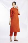 Buy_Naintara Bajaj_Orange Silk Kurta And Pant Set_at_Aza_Fashions