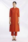 Naintara Bajaj_Orange Silk Kurta And Pant Set_Online_at_Aza_Fashions