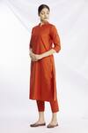 Buy_Naintara Bajaj_Orange Silk Kurta And Pant Set_Online_at_Aza_Fashions
