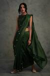 Shop_Charkhee_Green Chanderi Round Embroidered Saree With Blouse  _at_Aza_Fashions