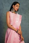 Charkhee_Pink Chanderi Round Embroidered Saree With Blouse  _at_Aza_Fashions