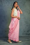 Buy_Charkhee_Pink Chanderi Round Embroidered Saree With Blouse  _Online_at_Aza_Fashions