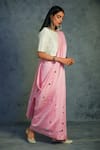 Buy_Charkhee_Pink Chanderi Round Embroidered Saree With Blouse  _at_Aza_Fashions