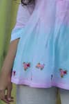 Buy_Studio Malang_Multi Color Cotton Embroidered Thread Work Band Collar Ombre Rose Top _Online_at_Aza_Fashions