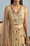 Shop_Drishti & Zahabia_Beige Dupatta Net Lehenga And Blouse Dupion Silk Embroidery V Panelled Set _Online_at_Aza_Fashions