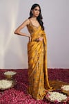 Buy_Drishti & Zahabia_Yellow Dupion Silk Printed Saree With Blouse_at_Aza_Fashions