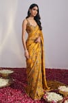 Drishti & Zahabia_Yellow Dupion Silk Printed Saree With Blouse_Online_at_Aza_Fashions