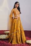 Buy_Drishti & Zahabia_Yellow Dupion Silk Dupatta Net Embroidery Round Printed Lehenga Set _at_Aza_Fashions