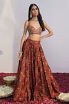 Drishti & Zahabia_Red Lehenga And Blouse Dupion Silk Dupatta Net Embroidery V Neck Printed Set_Online_at_Aza_Fashions