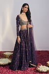 Buy_Drishti & Zahabia_Purple Lehenga And Blouse Dupion Silk Dupatta Net Embroidery U Printed Set _at_Aza_Fashions