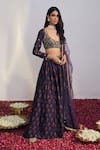 Shop_Drishti & Zahabia_Purple Lehenga And Blouse Dupion Silk Dupatta Net Embroidery U Printed Set _at_Aza_Fashions