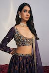 Drishti & Zahabia_Purple Lehenga And Blouse Dupion Silk Dupatta Net Embroidery U Printed Set _Online_at_Aza_Fashions