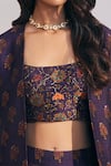 Buy_Drishti & Zahabia_Purple Dupion Silk Printed Jacket And Pant Set _Online_at_Aza_Fashions