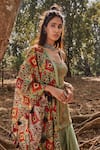 Drishti & Zahabia_Green Chanderi Silk Sqaure Ikat Print Kurta Set _Online_at_Aza_Fashions