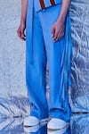 Line out line_Blue Denim Solid Side Fringed Wide-legged Pant _Online_at_Aza_Fashions