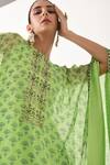 Shop Pooja Rajgarhia Gupta Green Crepe, Georgette Round Printed Kaftan Tunic And Pant Set Online at Aza Fashions Shop_Pooja Rajgarhia Gupta_Green Crepe, Georgette Round Printed Kaftan Tunic And Pant Set _Online_at_Aza_Fashions
