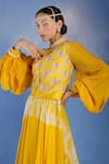 Shop_Eclat By Prerika Jalan_Yellow Georgette, Chanderi, Chiffon Embroidered Jacket And Anarkali Set _at_Aza_Fashions