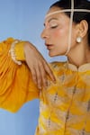 Eclat By Prerika Jalan_Yellow Georgette, Chanderi, Chiffon Embroidered Jacket And Anarkali Set _Online_at_Aza_Fashions