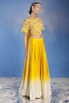 Eclat By Prerika Jalan_Yellow Satin Organza, Mysore Silk Bead Work High Embroidered Choli And Lehenga Set _Online_at_Aza_Fashions