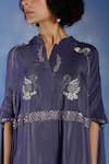 Eclat by Prerika Jalan_Purple Crepe Embroidered Bead Work Mandarin Collar Cape Style Tunic And Pant Set _Online_at_Aza_Fashions