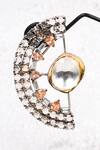 Buy_Nepra By Neha Goel_Black Zircon And Polki Semi-circular Shape Studs_Online_at_Aza_Fashions