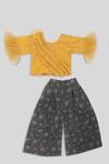 Buy_Champscloset_Yellow Cotton Pleated Top And Pant Set  _at_Aza_Fashions