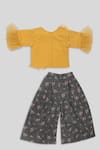 Shop_Champscloset_Yellow Cotton Pleated Top And Pant Set  _at_Aza_Fashions