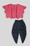 Shop_Champscloset_Blue Scallop Top And Dhoti Pant Set For Girls_at_Aza_Fashions