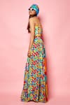 Esha L Amin_Multi Color Crepe Geometric Sweetheart Neck Pattern Corset Crop Top _Online_at_Aza_Fashions