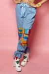 Buy_Esha L Amin_Blue Denim Patchwork Geometric Pant _Online_at_Aza_Fashions