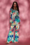 Buy_Esha L Amin_Multi Color Silk Crepe And Embroidery Floral & Sequin Short Kurta _at_Aza_Fashions