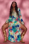 Buy_Esha L Amin_Multi Color Silk Crepe And Embroidery Floral & Sequin Long Kurta _at_Aza_Fashions