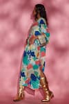 Esha L Amin_Multi Color Silk Crepe And Embroidery Floral & Sequin Long Kurta _Online_at_Aza_Fashions