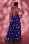 Shop_Esha L Amin_Purple Modal Satin And Butter Crepe Lotus Lehenga _at_Aza_Fashions