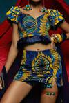 Buy_Esha L Amin_Blue Modal Satin Abstract Sweetheart Neck Print Crop Top _Online_at_Aza_Fashions