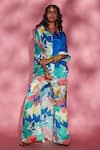 Buy_Esha L Amin_Multi Color Modal And French Crepe Floral Spread High Low Hem Shirt _at_Aza_Fashions