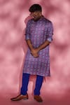 Buy_Esha L Amin_Purple Modal Floral Print Kurta _at_Aza_Fashions