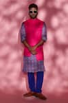 Buy_Esha L Amin_Pink Cotton Satin And Tafette Bundi _at_Aza_Fashions