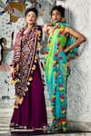 Buy_Etasha by Asha Jain_Purple Drape- Gajji Silk Embellished Gota Crepe Palazzo Saree Set _at_Aza_Fashions