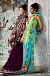 Etasha by Asha Jain_Blue Drape- Gajji Silk Embellished Gota Crepe Dhoti Pant Saree Set_Online_at_Aza_Fashions