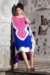 Buy_Etasha by Asha Jain_Blue Tunic- Gajji Silk Embellished Gota Boat Kaftan _at_Aza_Fashions