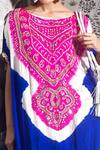 Buy_Etasha by Asha Jain_Blue Tunic- Gajji Silk Embellished Gota Boat Kaftan _Online_at_Aza_Fashions